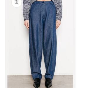 NWT Du Paradis‎ High Waist Harper Stitched Pocket Pants Straight Leg Sz L
